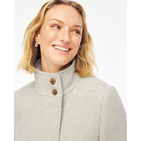 J.Crew Womens $298 Button Neck City Pea Coat Heather Dusk Gray Size`16 BU261 - Picture 5 of 10